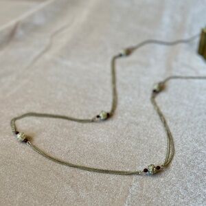 Long necklace burgundy and gold